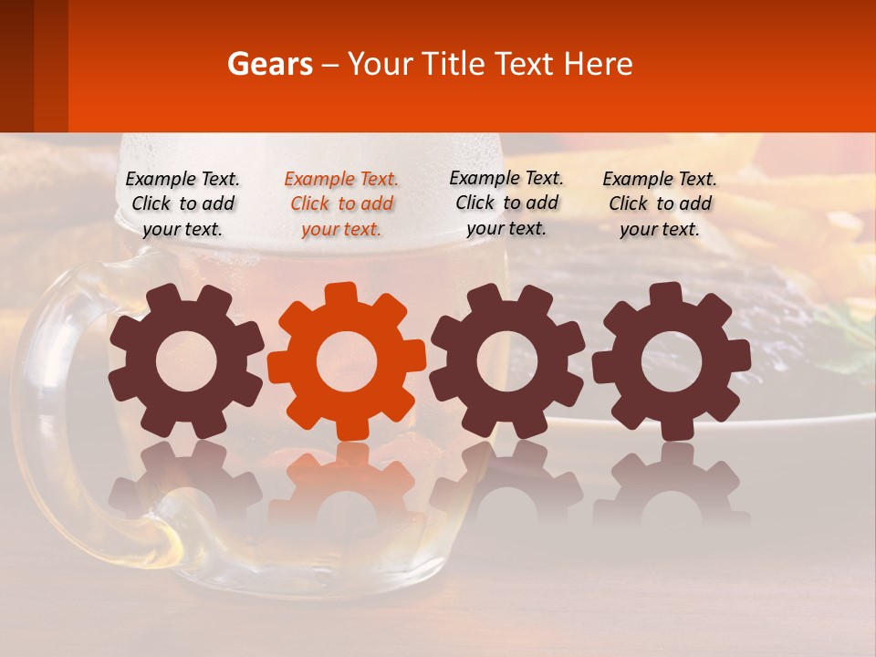 A Plate Of Food And A Glass Of Beer On A Table PowerPoint Template