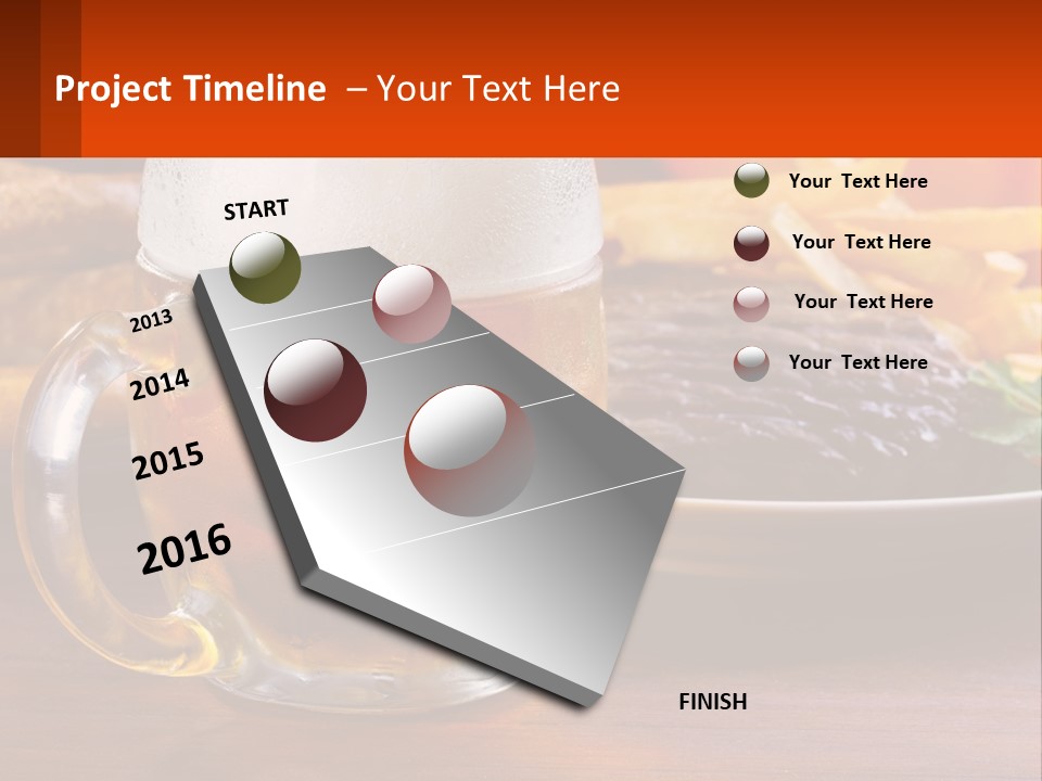 A Plate Of Food And A Glass Of Beer On A Table PowerPoint Template