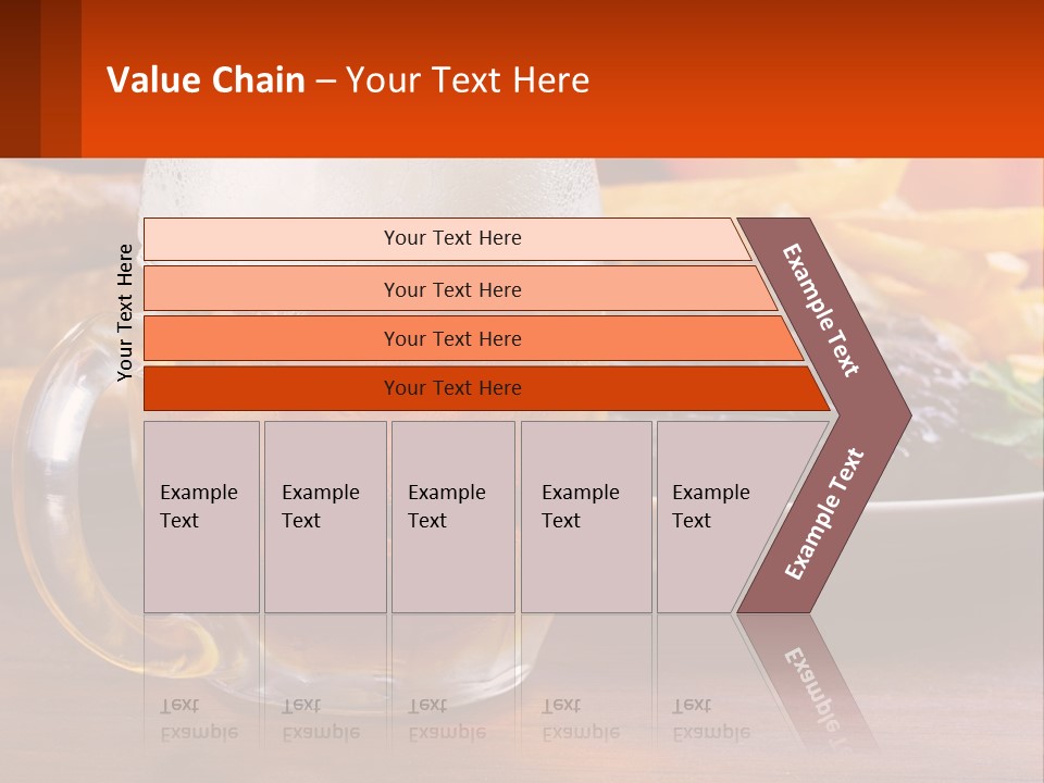 A Plate Of Food And A Glass Of Beer On A Table PowerPoint Template