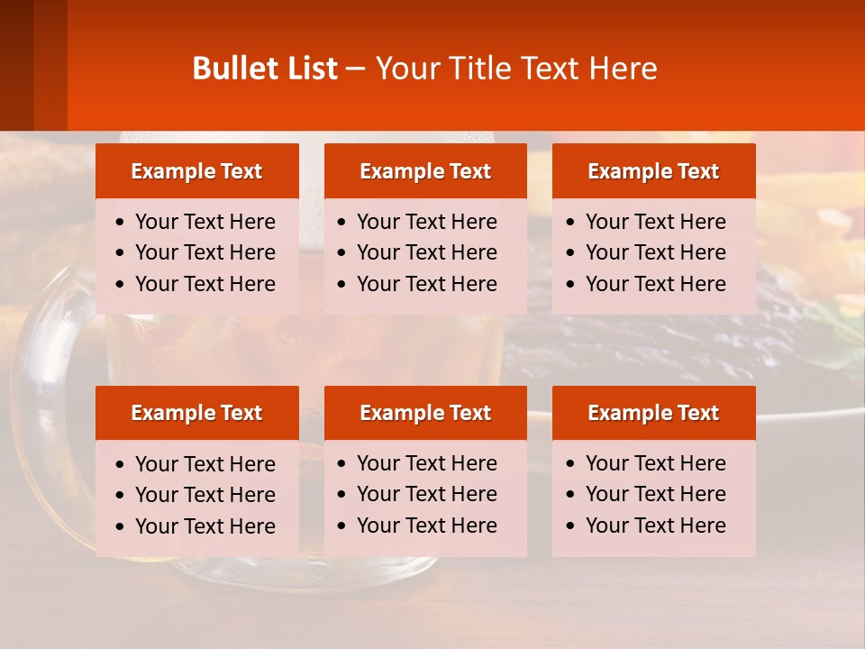 A Plate Of Food And A Glass Of Beer On A Table PowerPoint Template
