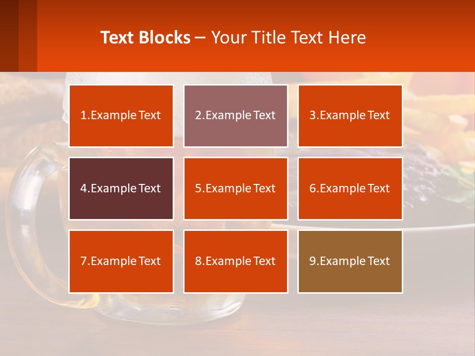 A Plate Of Food And A Glass Of Beer On A Table PowerPoint Template