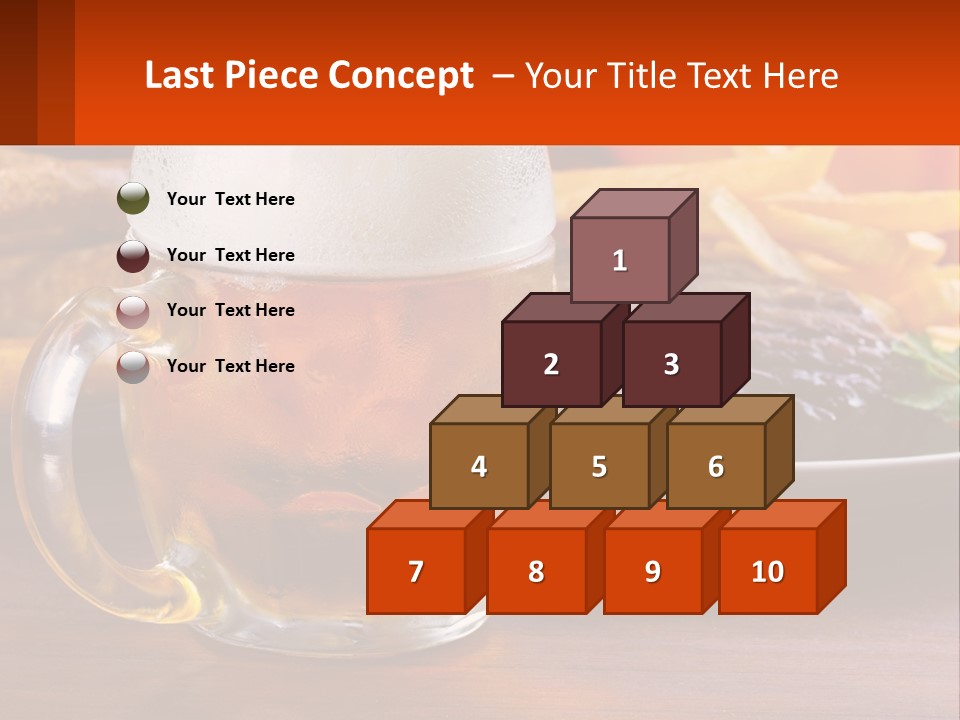 A Plate Of Food And A Glass Of Beer On A Table PowerPoint Template