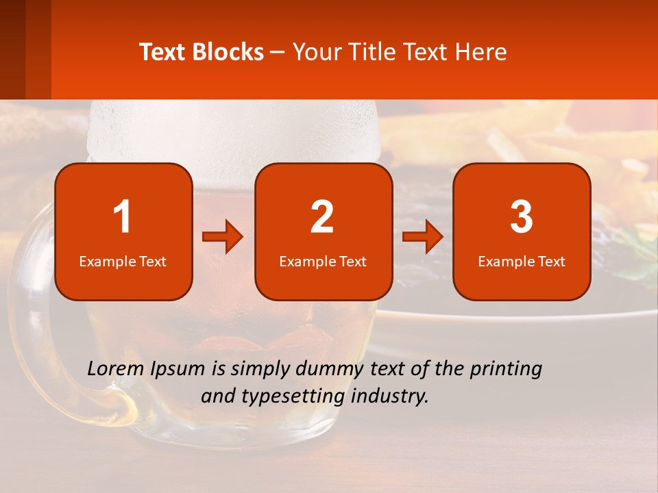 A Plate Of Food And A Glass Of Beer On A Table PowerPoint Template