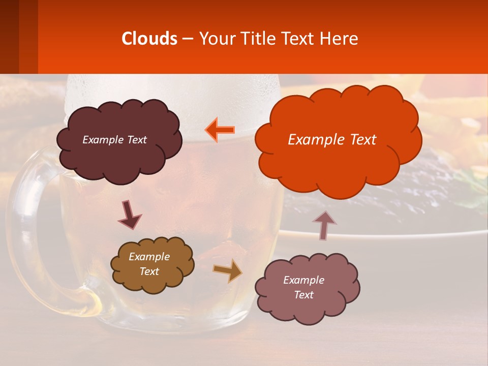 A Plate Of Food And A Glass Of Beer On A Table PowerPoint Template