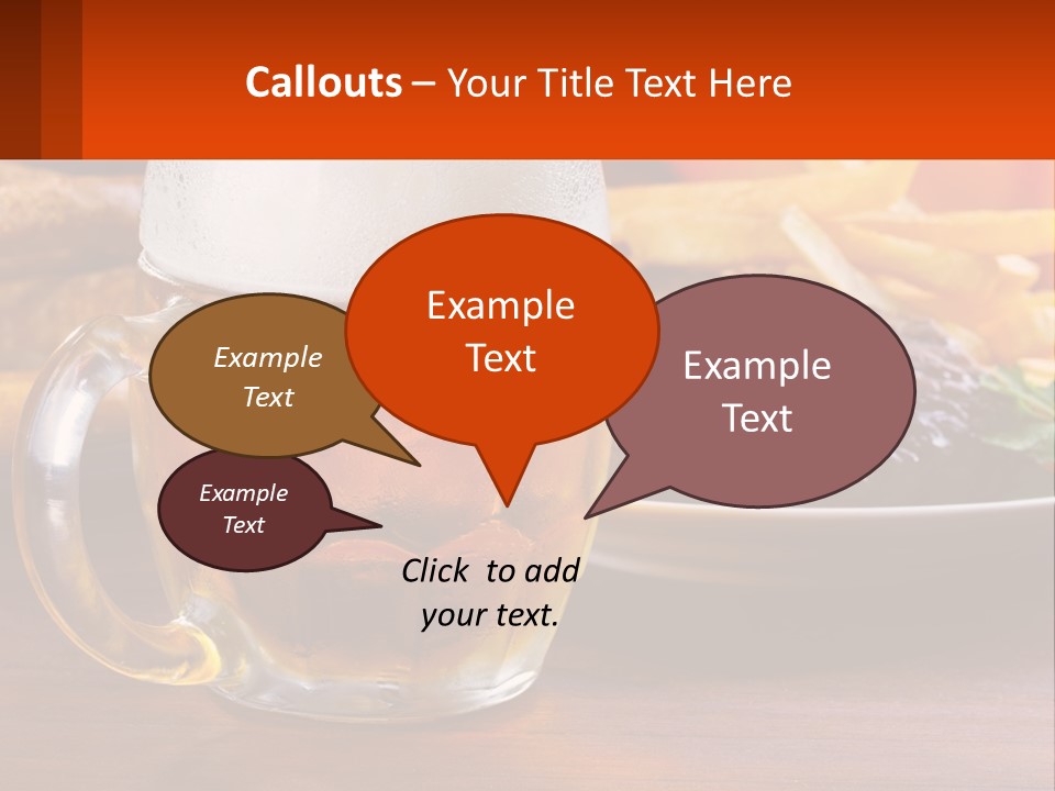 A Plate Of Food And A Glass Of Beer On A Table PowerPoint Template