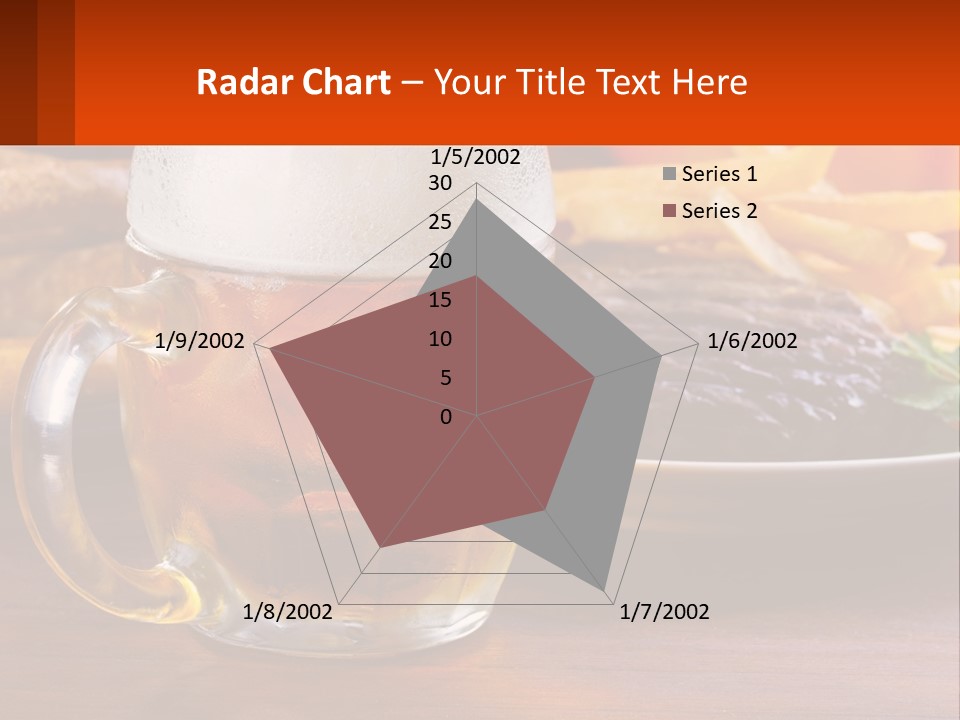 A Plate Of Food And A Glass Of Beer On A Table PowerPoint Template