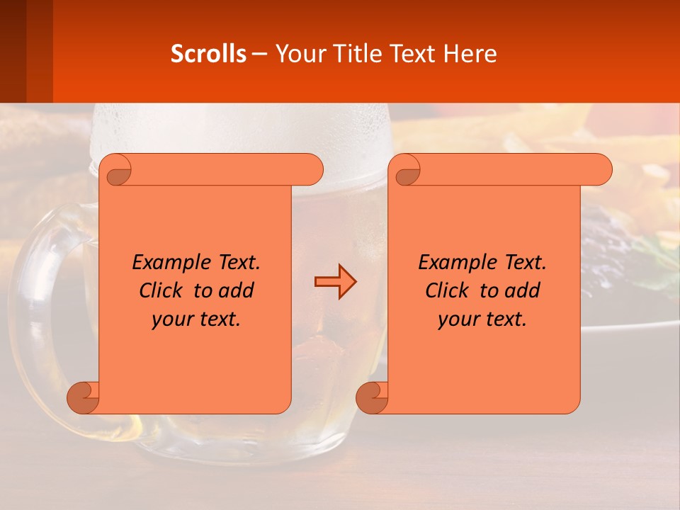 A Plate Of Food And A Glass Of Beer On A Table PowerPoint Template