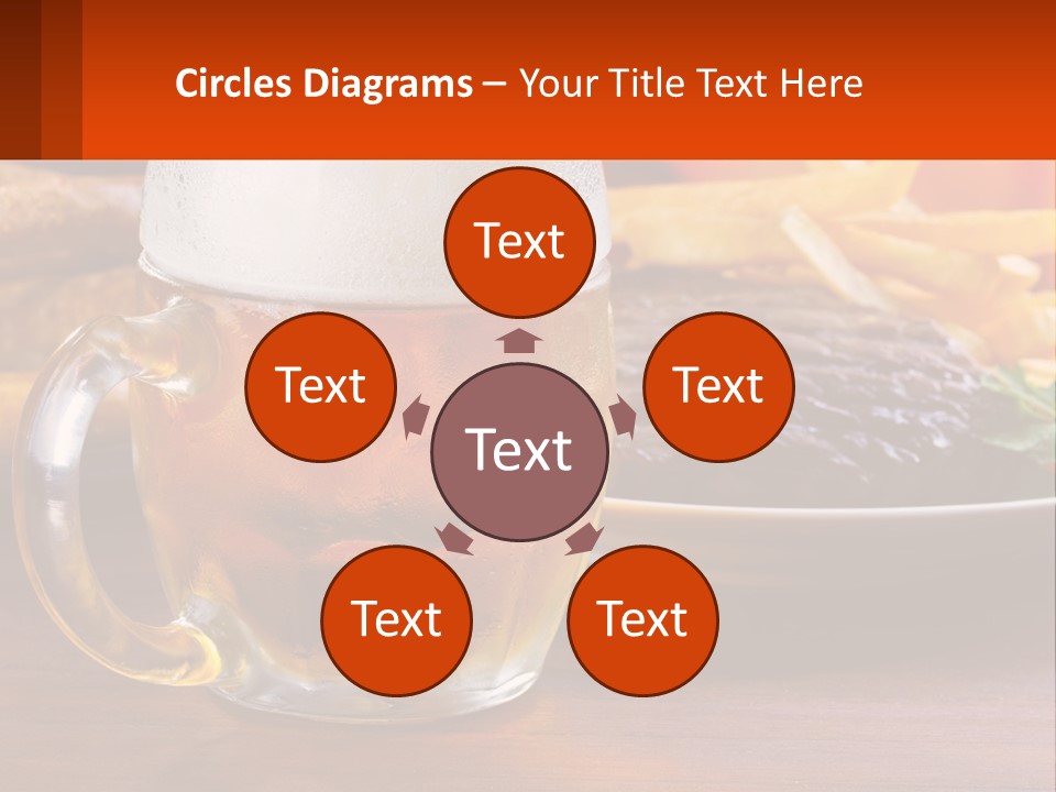 A Plate Of Food And A Glass Of Beer On A Table PowerPoint Template