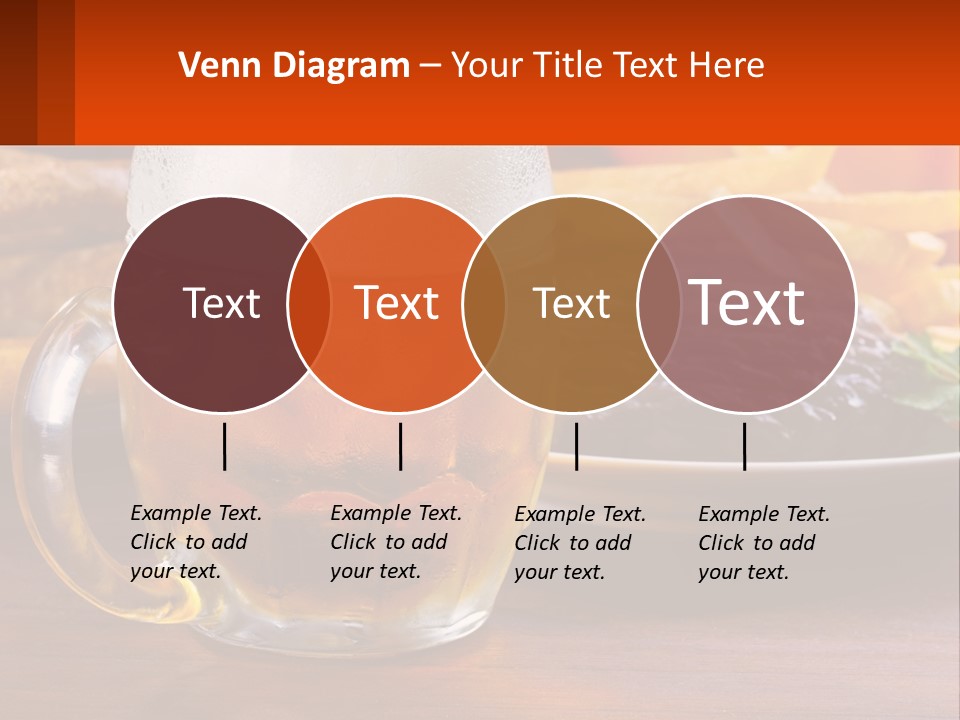 A Plate Of Food And A Glass Of Beer On A Table PowerPoint Template