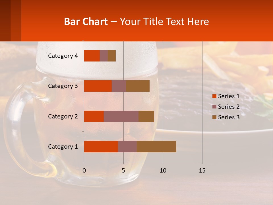A Plate Of Food And A Glass Of Beer On A Table PowerPoint Template
