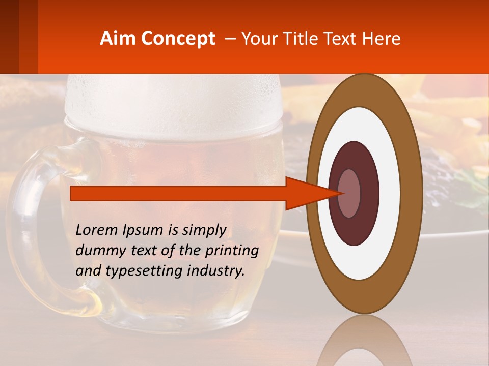 A Plate Of Food And A Glass Of Beer On A Table PowerPoint Template