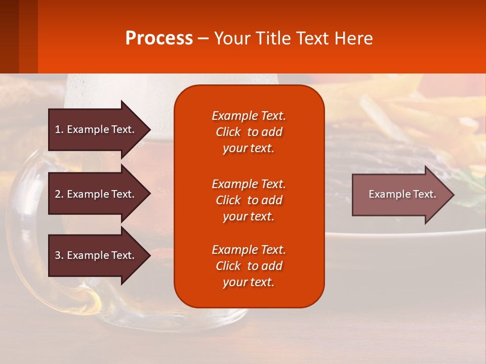A Plate Of Food And A Glass Of Beer On A Table PowerPoint Template