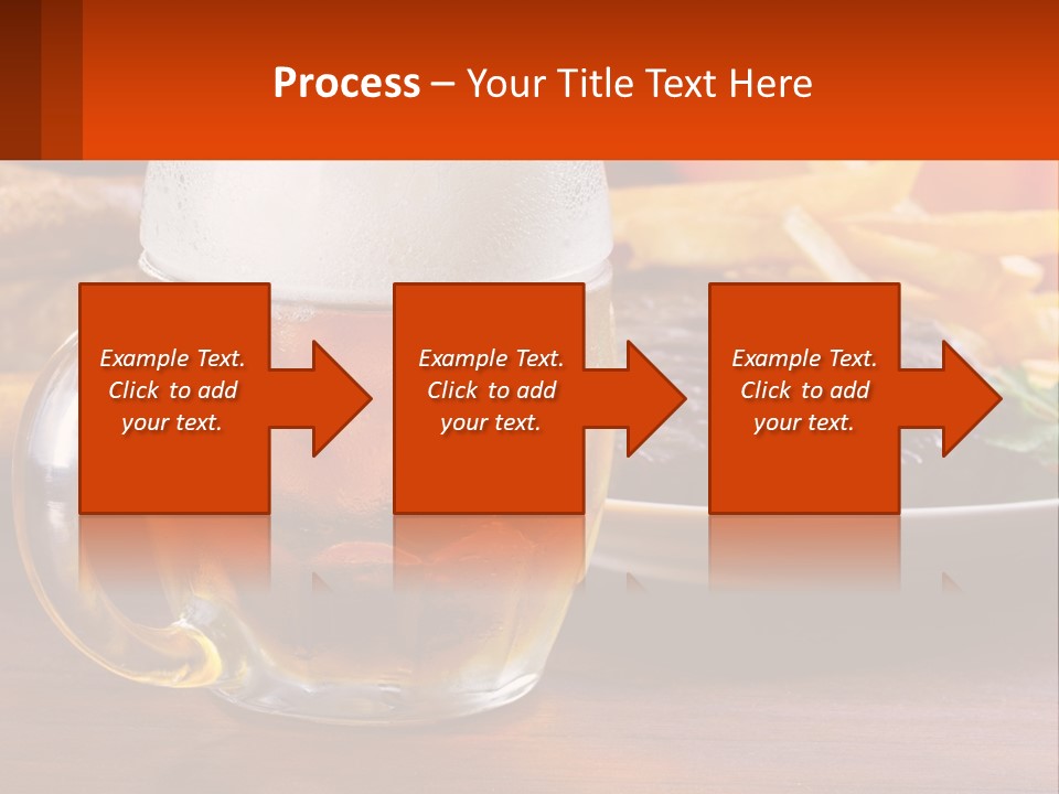 A Plate Of Food And A Glass Of Beer On A Table PowerPoint Template