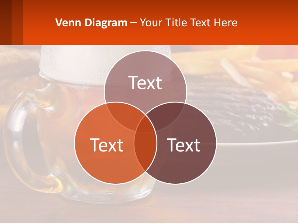 A Plate Of Food And A Glass Of Beer On A Table PowerPoint Template