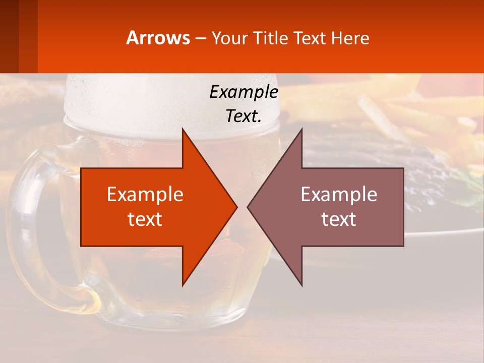 A Plate Of Food And A Glass Of Beer On A Table PowerPoint Template