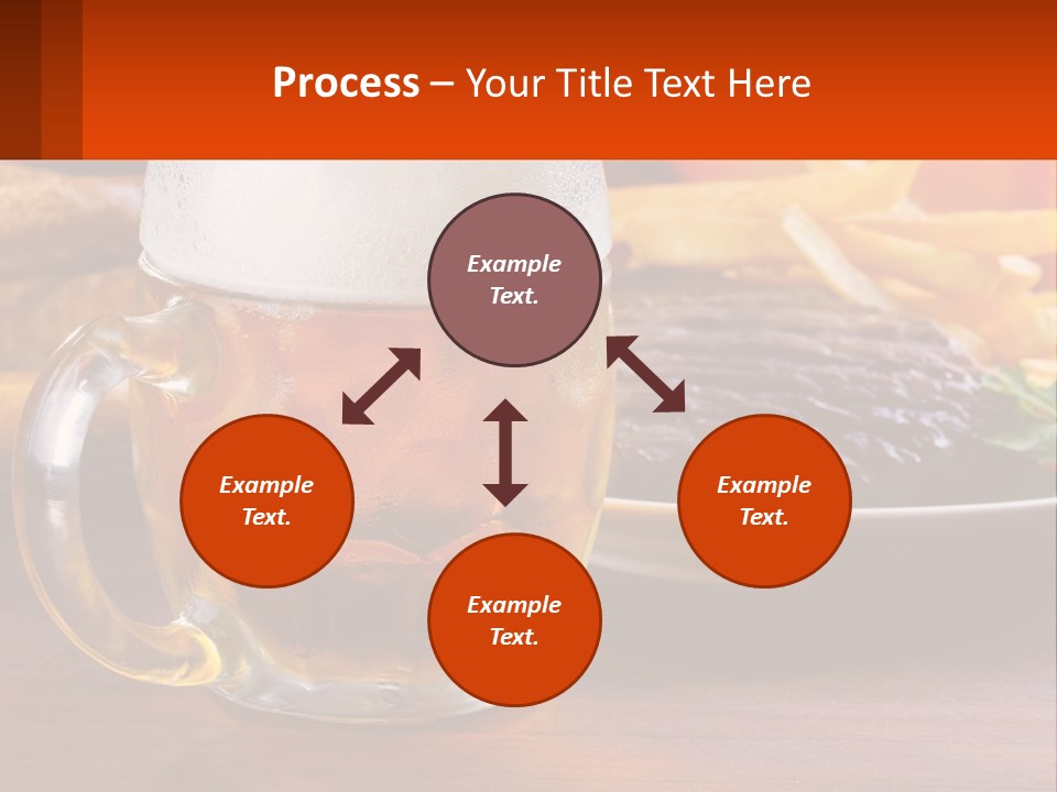 A Plate Of Food And A Glass Of Beer On A Table PowerPoint Template