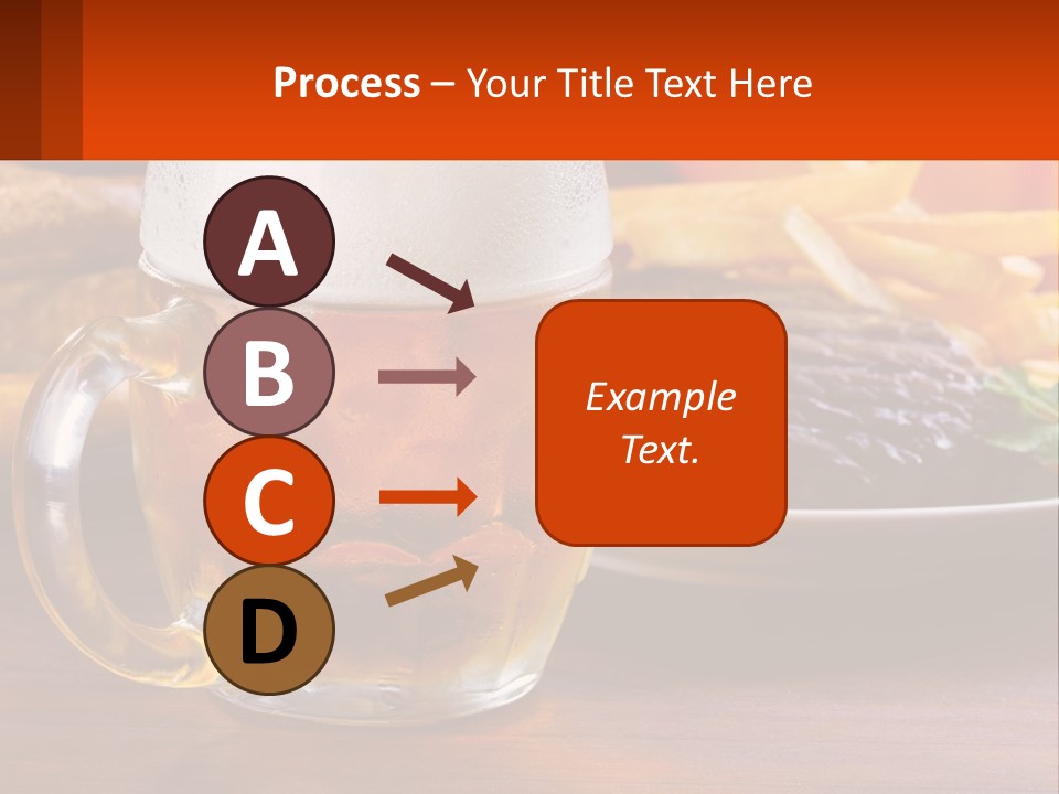 A Plate Of Food And A Glass Of Beer On A Table PowerPoint Template