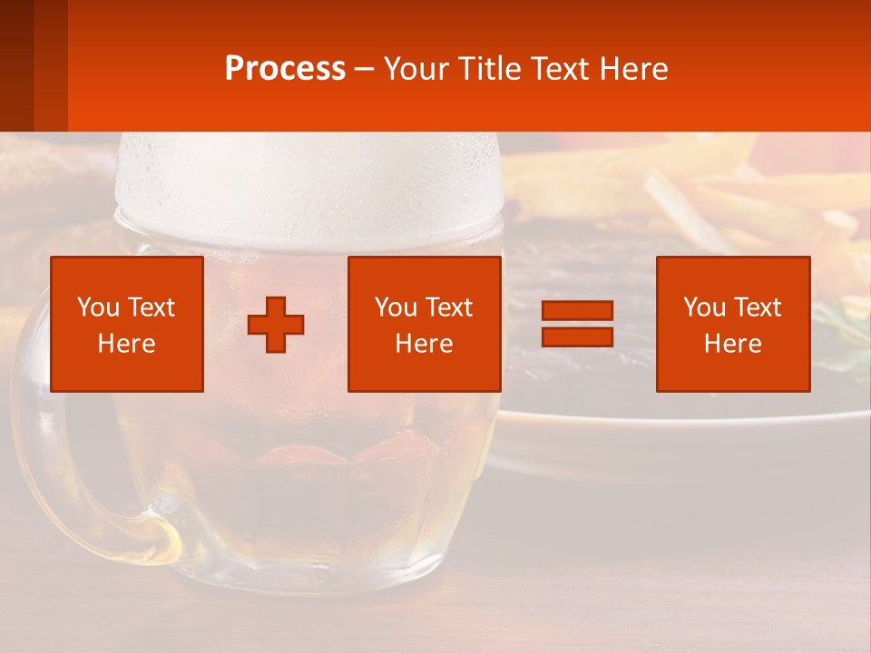 A Plate Of Food And A Glass Of Beer On A Table PowerPoint Template