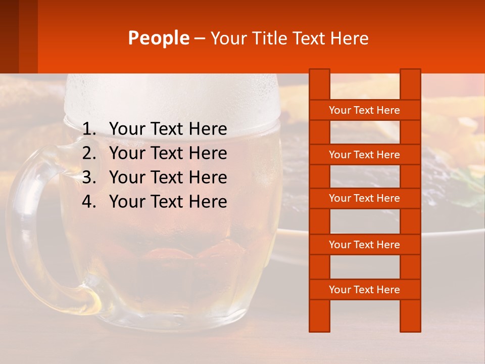 A Plate Of Food And A Glass Of Beer On A Table PowerPoint Template