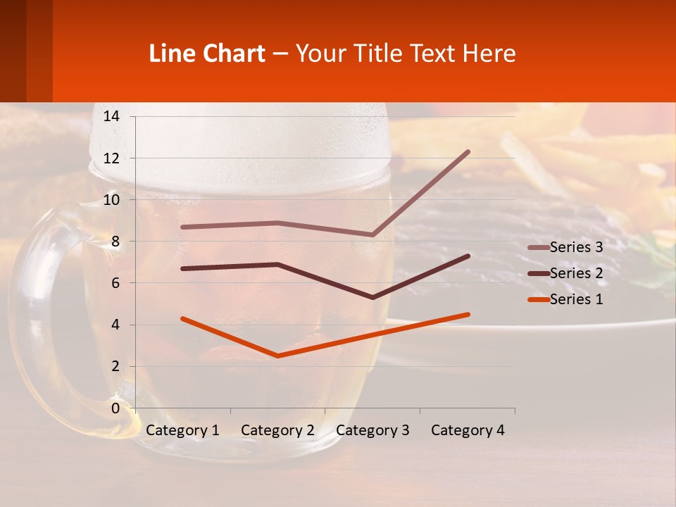 A Plate Of Food And A Glass Of Beer On A Table PowerPoint Template