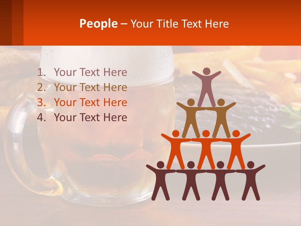 A Plate Of Food And A Glass Of Beer On A Table PowerPoint Template