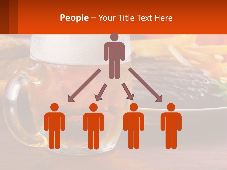 A Plate Of Food And A Glass Of Beer On A Table PowerPoint Template