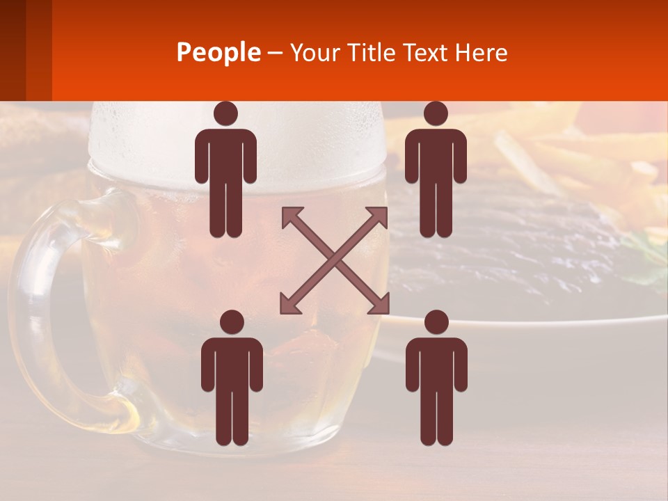 A Plate Of Food And A Glass Of Beer On A Table PowerPoint Template