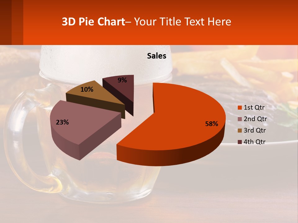 A Plate Of Food And A Glass Of Beer On A Table PowerPoint Template