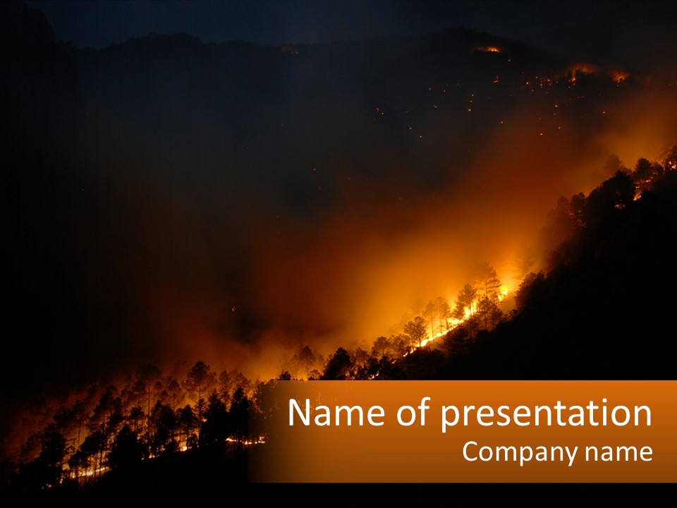 A Fire Burning In The Night With A Sky Background PowerPoint Template