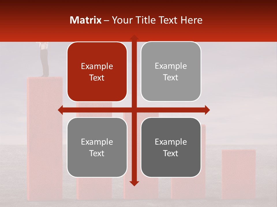A Man Standing On Top Of A Red Bar Chart PowerPoint Template