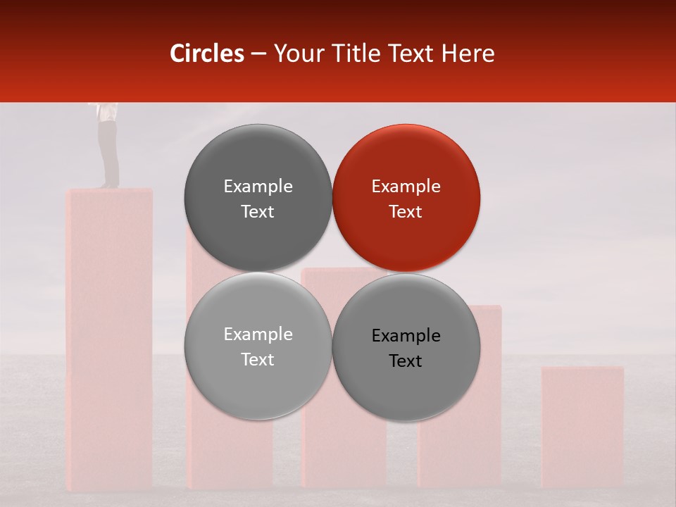 A Man Standing On Top Of A Red Bar Chart PowerPoint Template