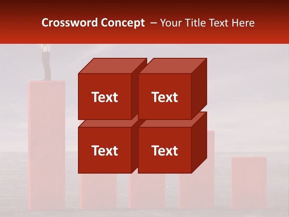 A Man Standing On Top Of A Red Bar Chart PowerPoint Template