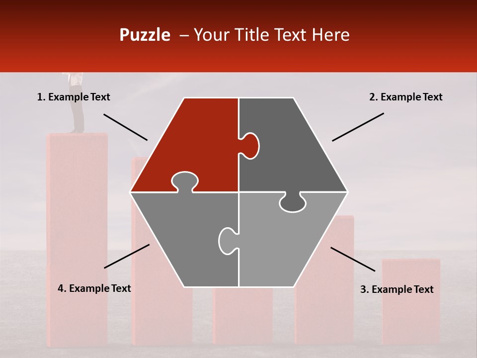 A Man Standing On Top Of A Red Bar Chart PowerPoint Template
