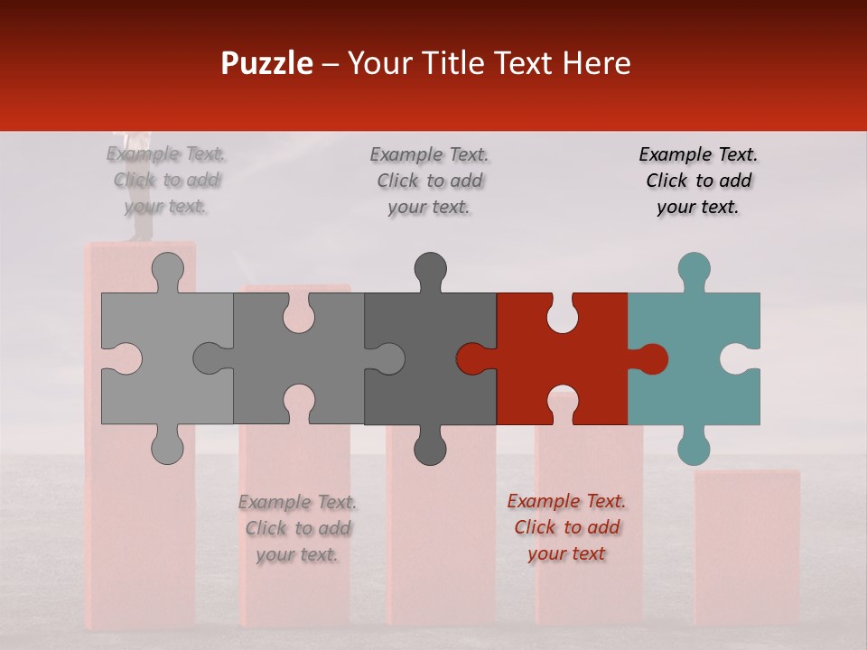 A Man Standing On Top Of A Red Bar Chart PowerPoint Template