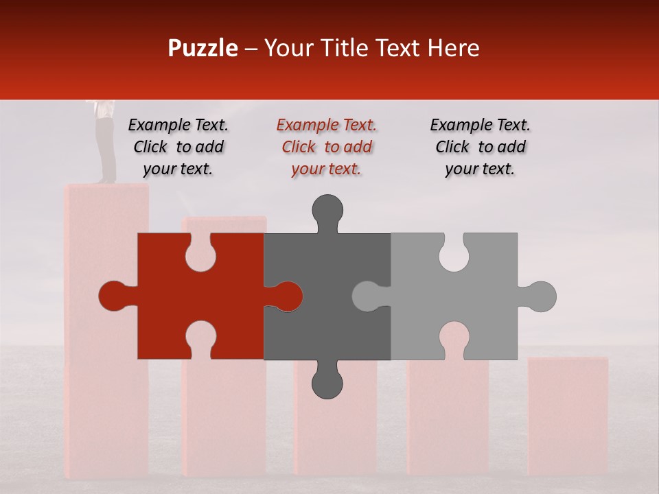 A Man Standing On Top Of A Red Bar Chart PowerPoint Template