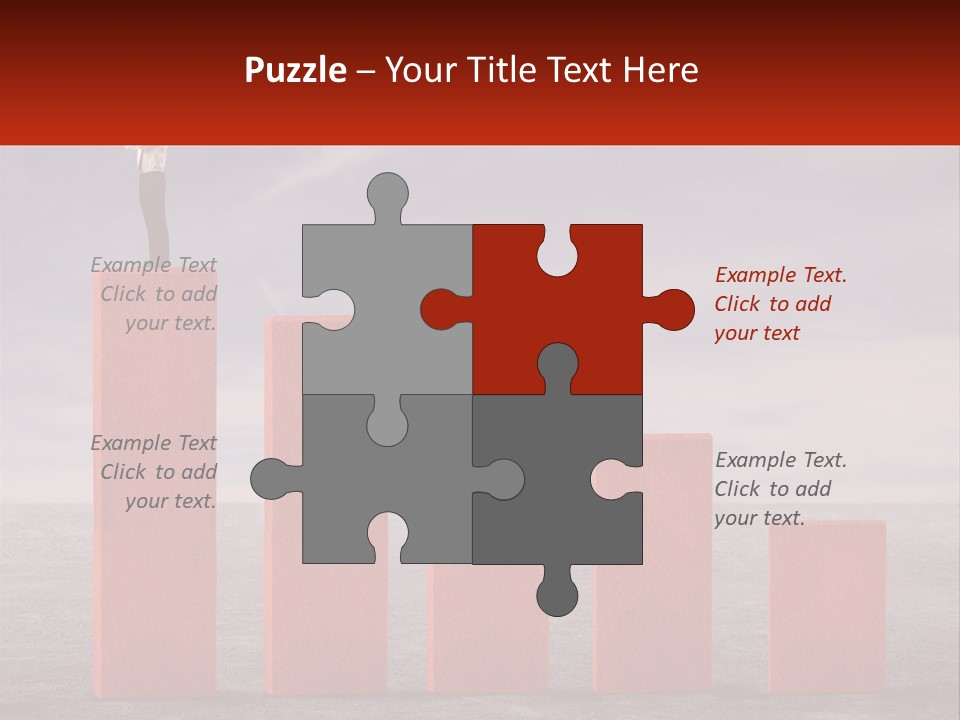 A Man Standing On Top Of A Red Bar Chart PowerPoint Template