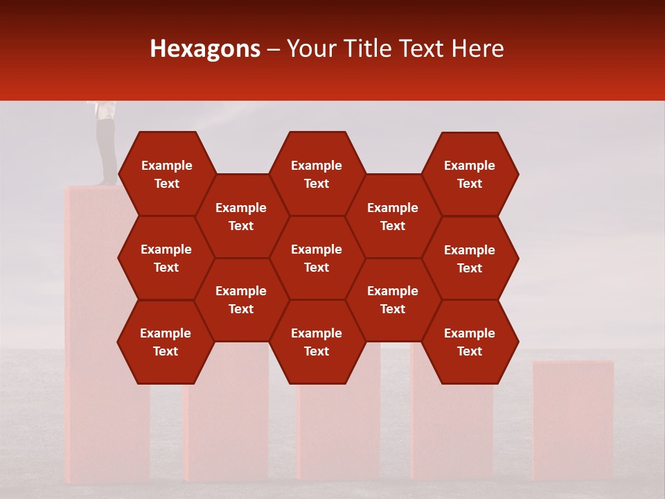 A Man Standing On Top Of A Red Bar Chart PowerPoint Template