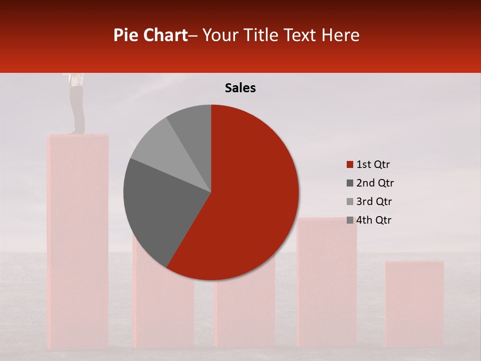 A Man Standing On Top Of A Red Bar Chart PowerPoint Template