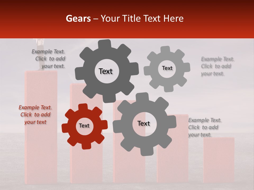 A Man Standing On Top Of A Red Bar Chart PowerPoint Template