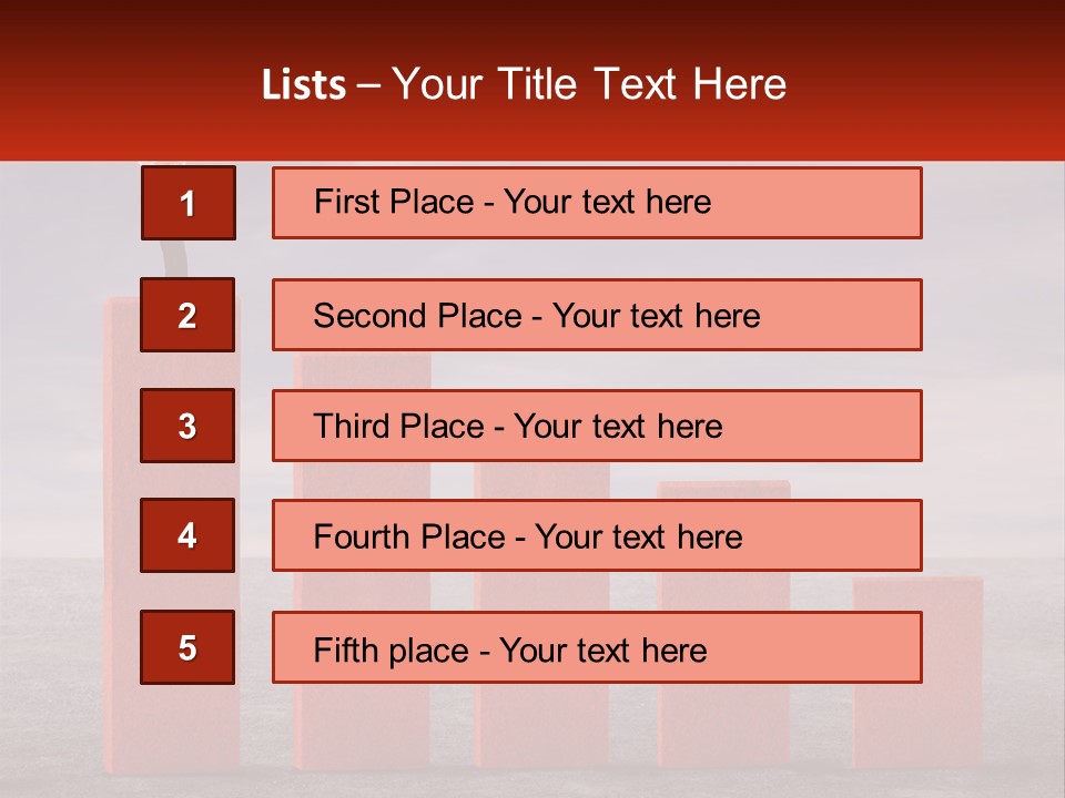 A Man Standing On Top Of A Red Bar Chart PowerPoint Template