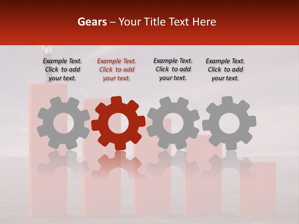 A Man Standing On Top Of A Red Bar Chart PowerPoint Template