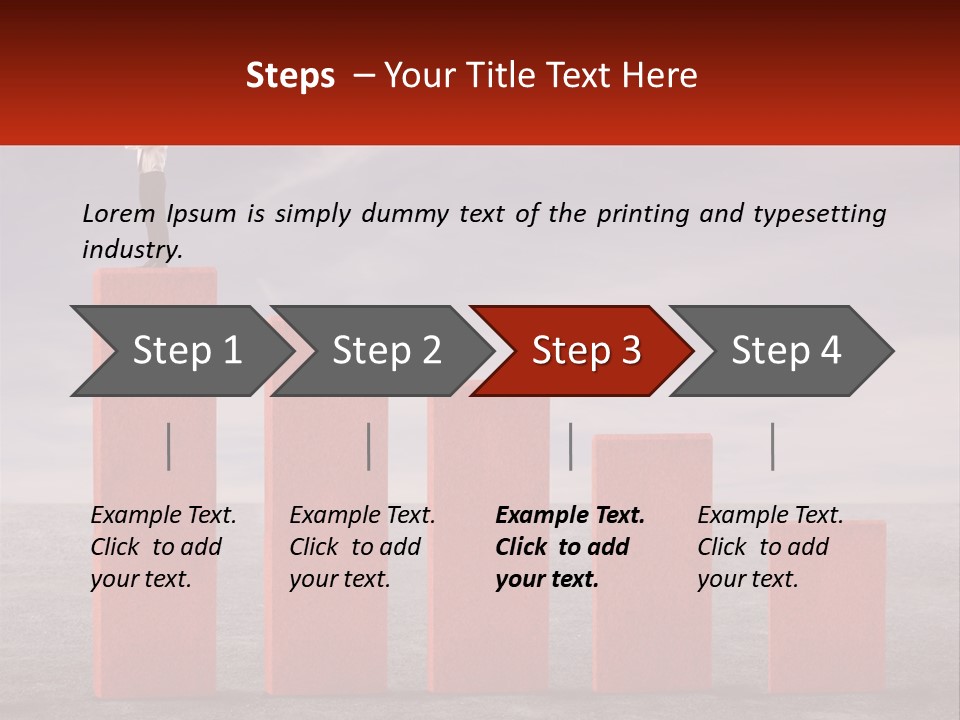 A Man Standing On Top Of A Red Bar Chart PowerPoint Template