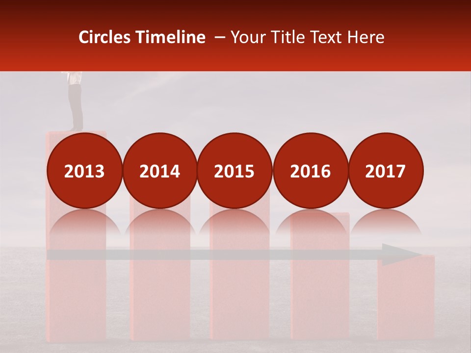 A Man Standing On Top Of A Red Bar Chart PowerPoint Template