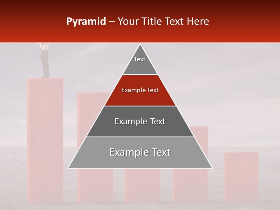 A Man Standing On Top Of A Red Bar Chart PowerPoint Template