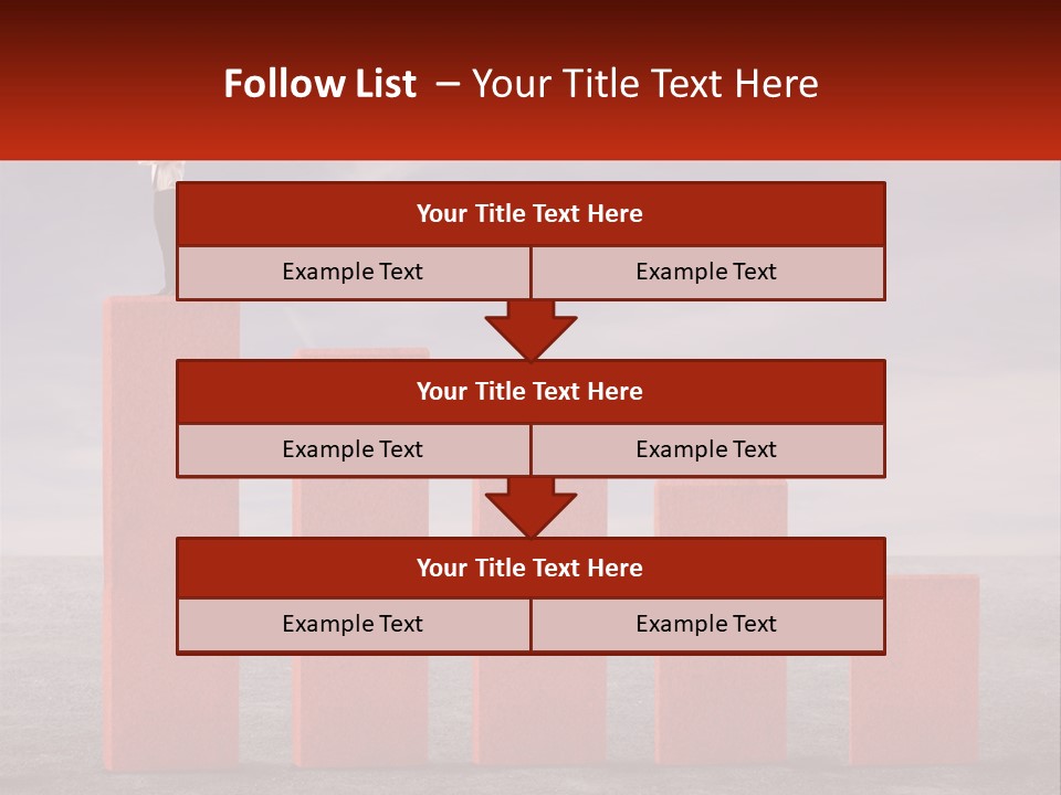 A Man Standing On Top Of A Red Bar Chart PowerPoint Template
