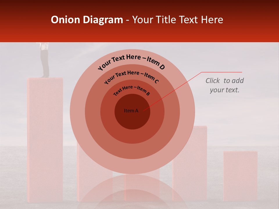 A Man Standing On Top Of A Red Bar Chart PowerPoint Template