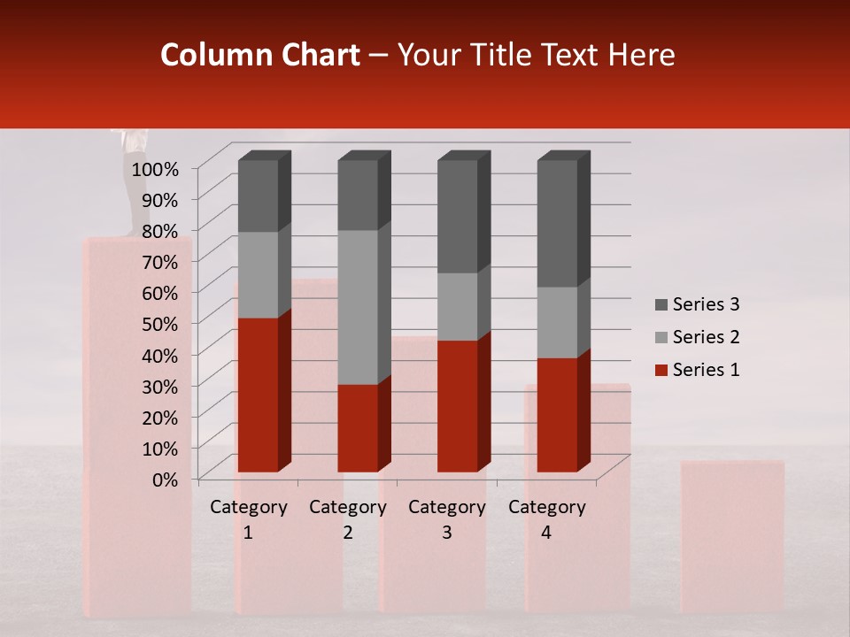 A Man Standing On Top Of A Red Bar Chart PowerPoint Template