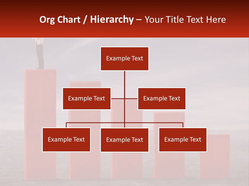 A Man Standing On Top Of A Red Bar Chart PowerPoint Template