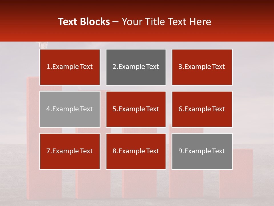 A Man Standing On Top Of A Red Bar Chart PowerPoint Template