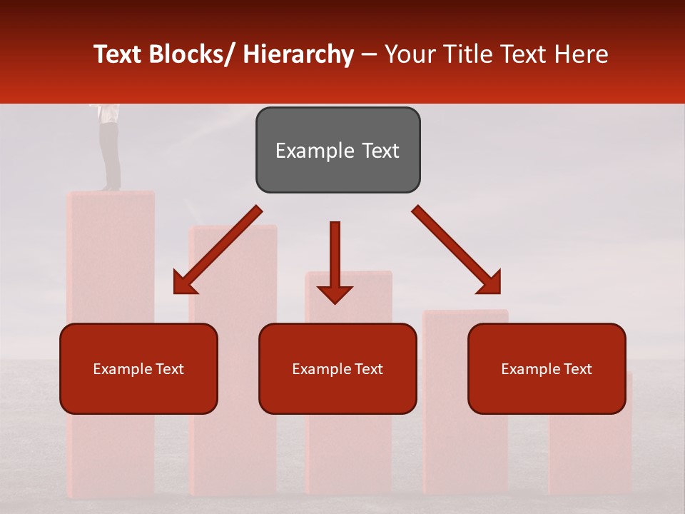 A Man Standing On Top Of A Red Bar Chart PowerPoint Template
